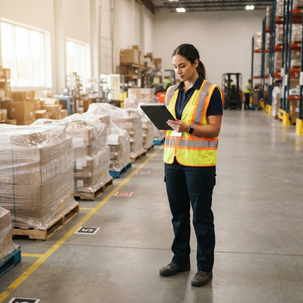 Logistics coordinator managing warehouse shipments in Ontario