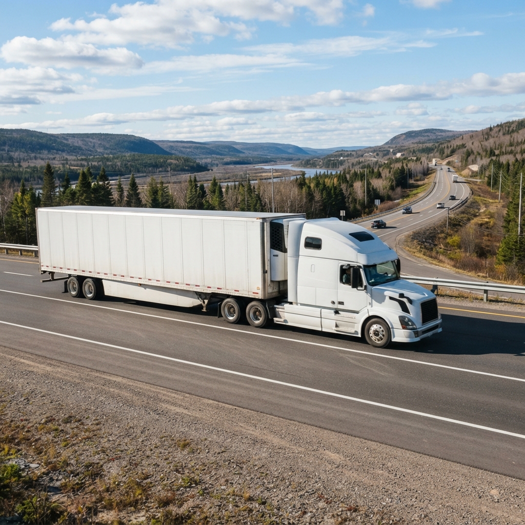 Semi truck cruising on a highway