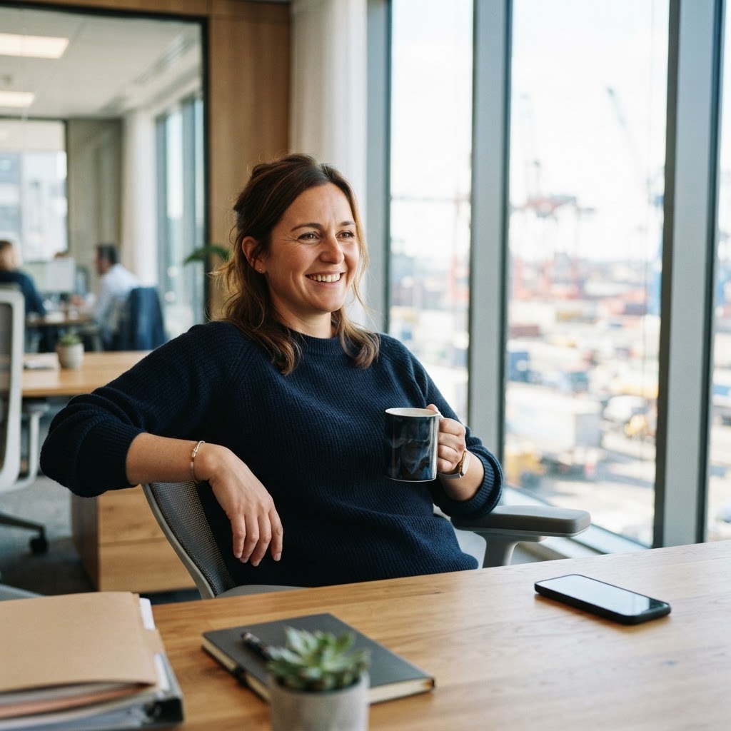 Logistics coordinator looking confident in a modern office