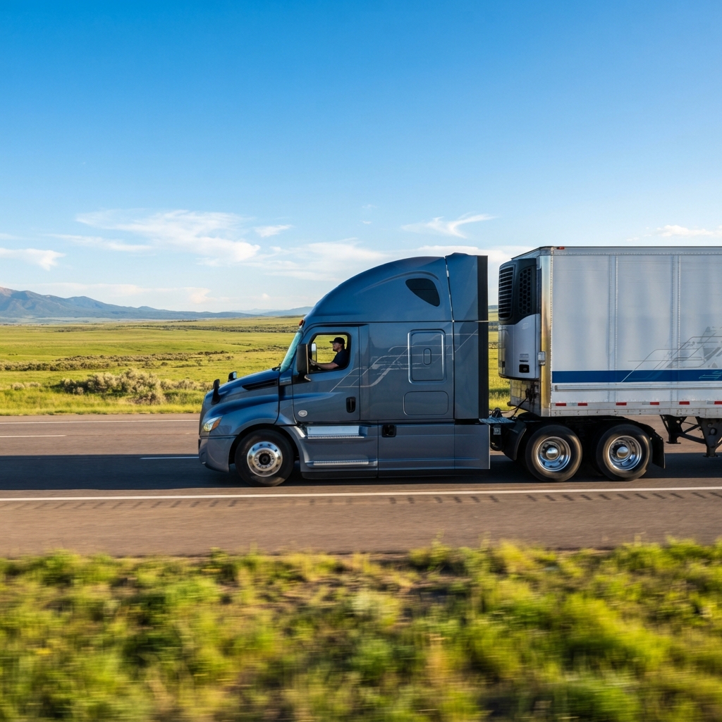 Truck on a highway representing logistics transport