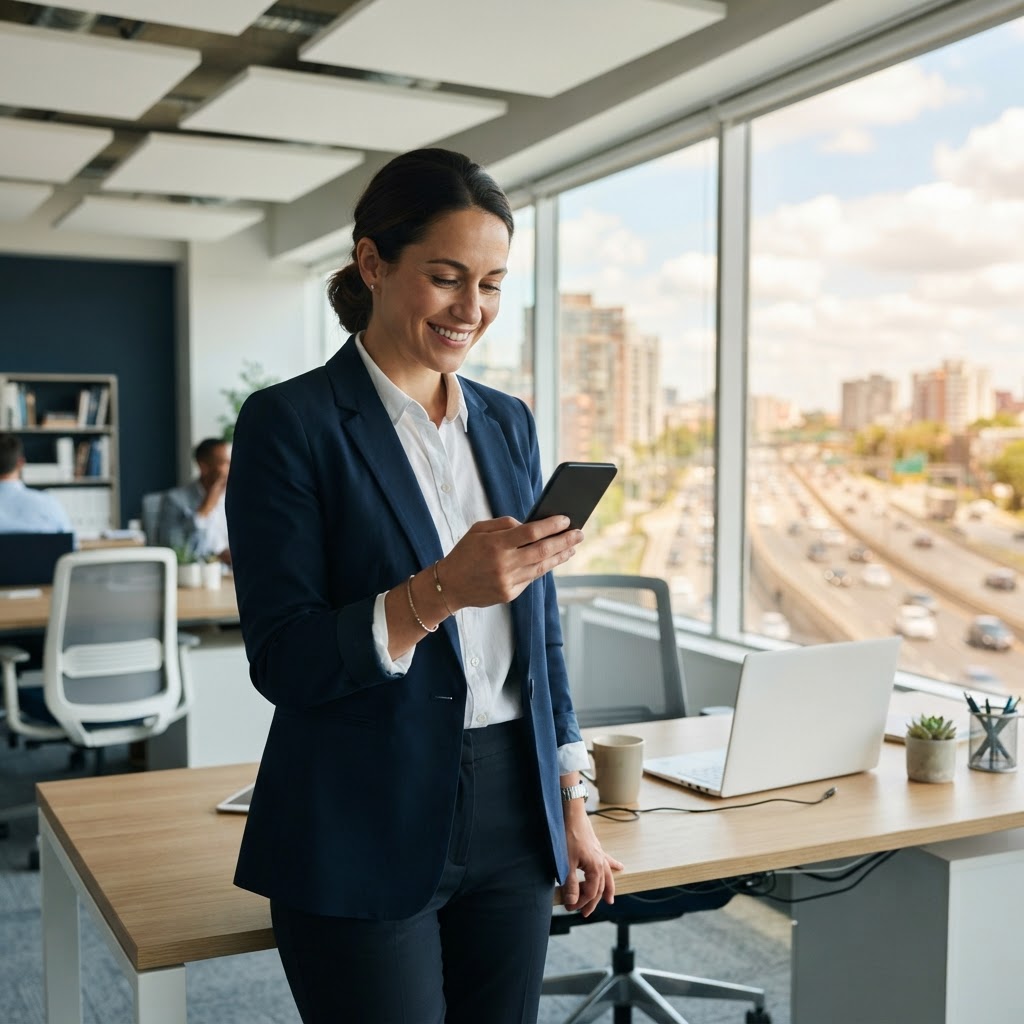 Logistics coordinator looking at a mobile device