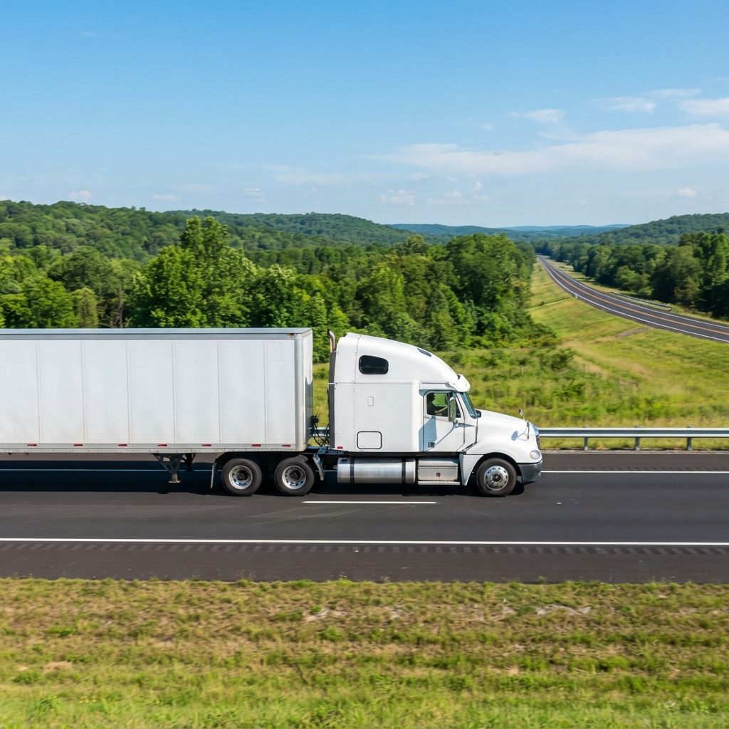 Semi truck traveling on a highway during daylight