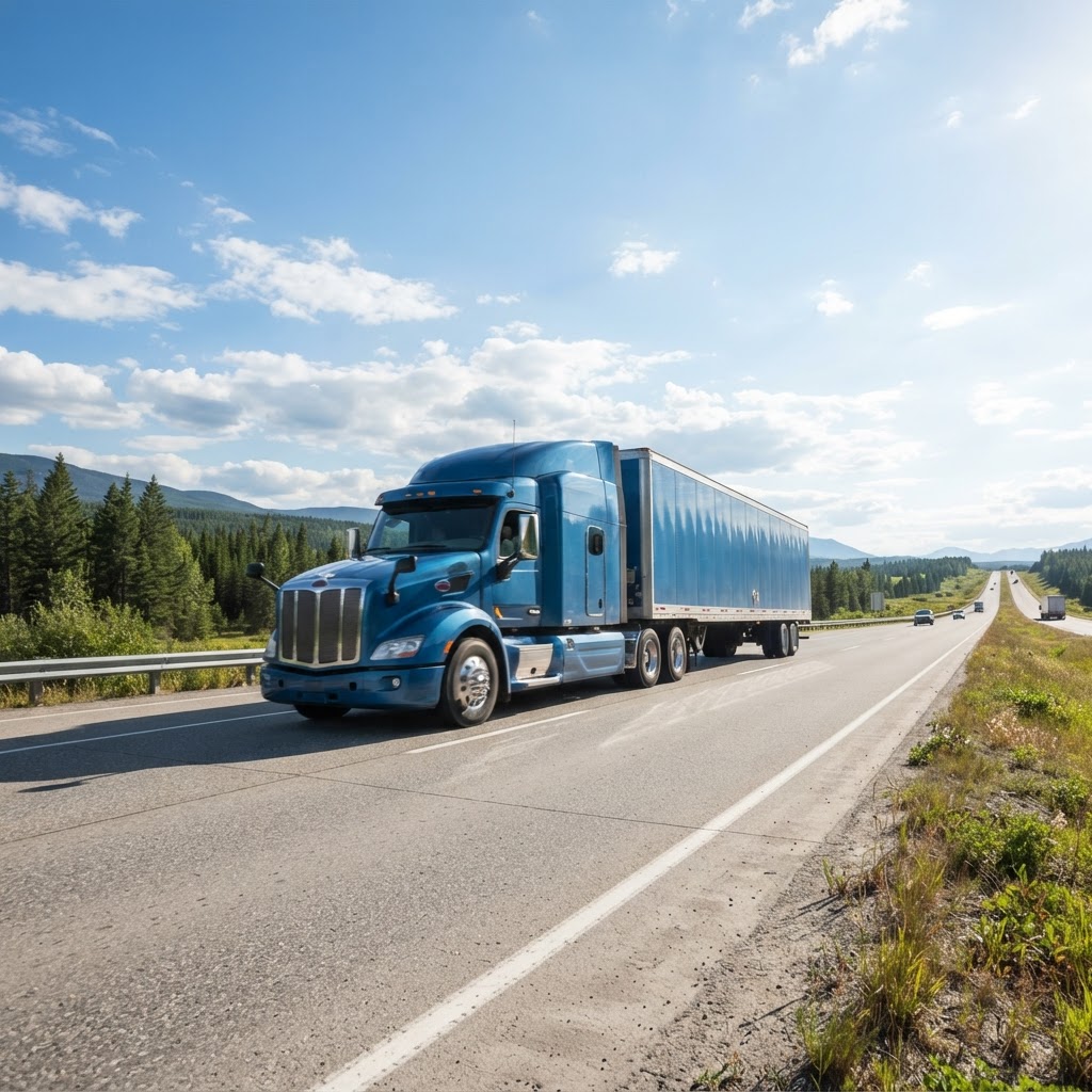 Commercial semi truck on a highway