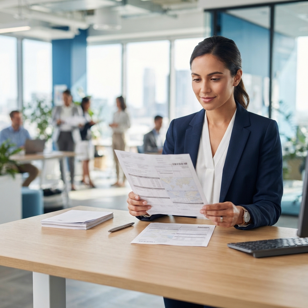 Logistics manager preparing shipping documents