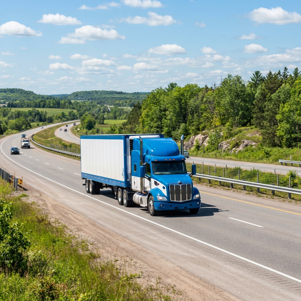 Transport truck on Canadian highway