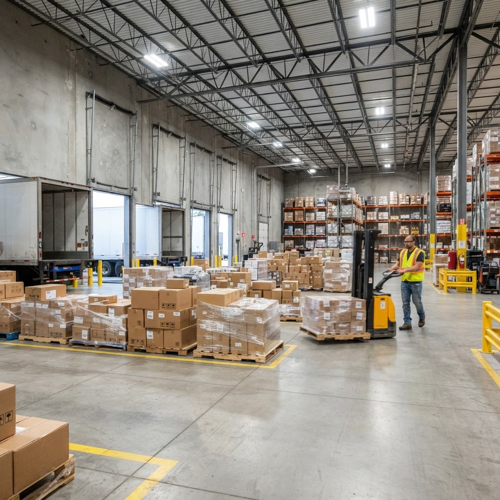 Organized warehouse loading dock in Ontario