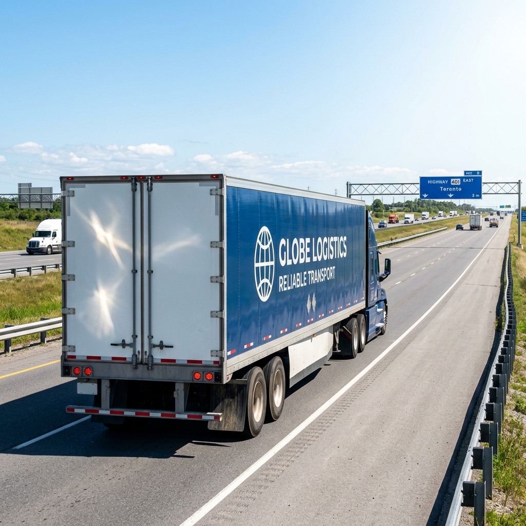 Transport truck heading onto major highway corridor