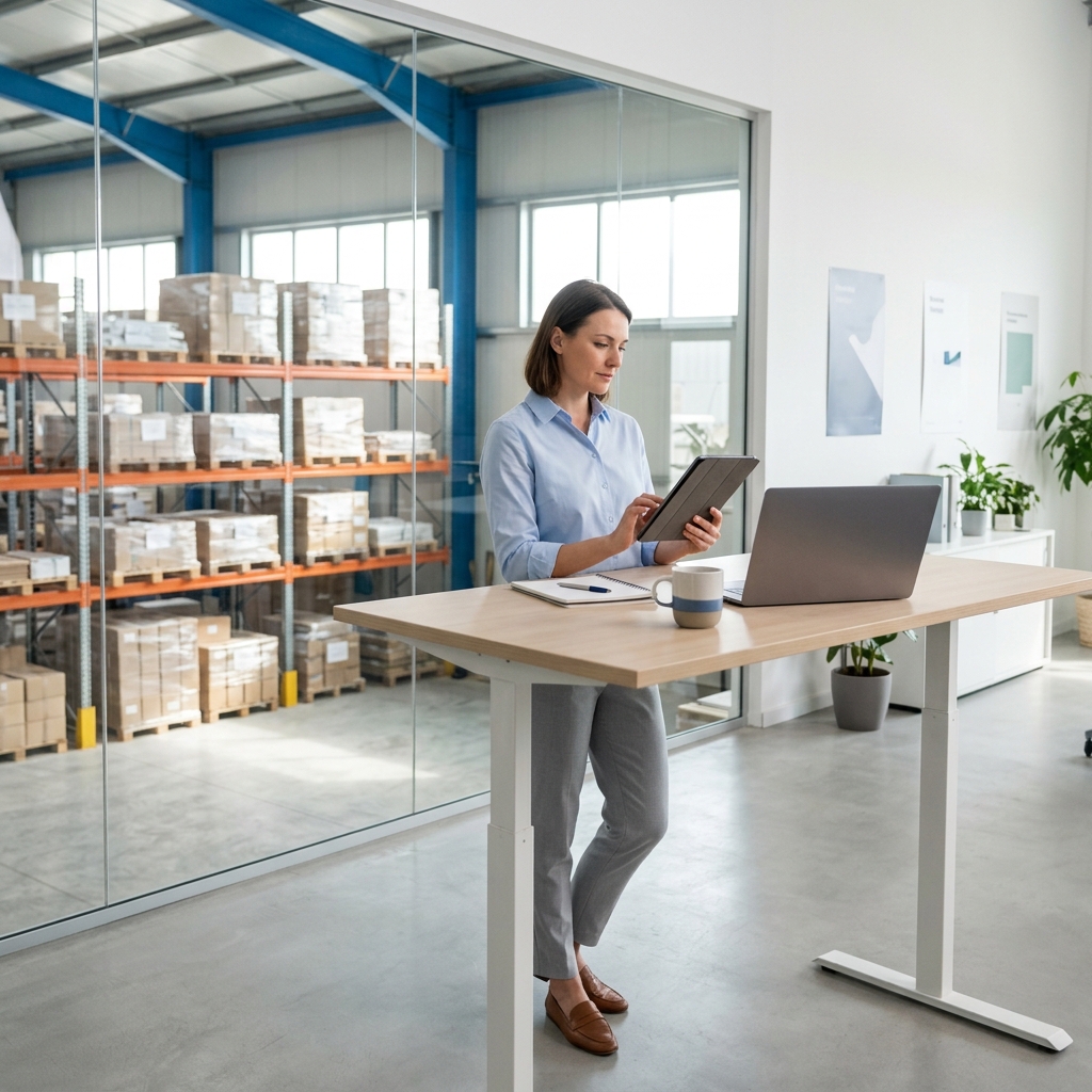 Logistics manager reviewing real-time shipment tracking
