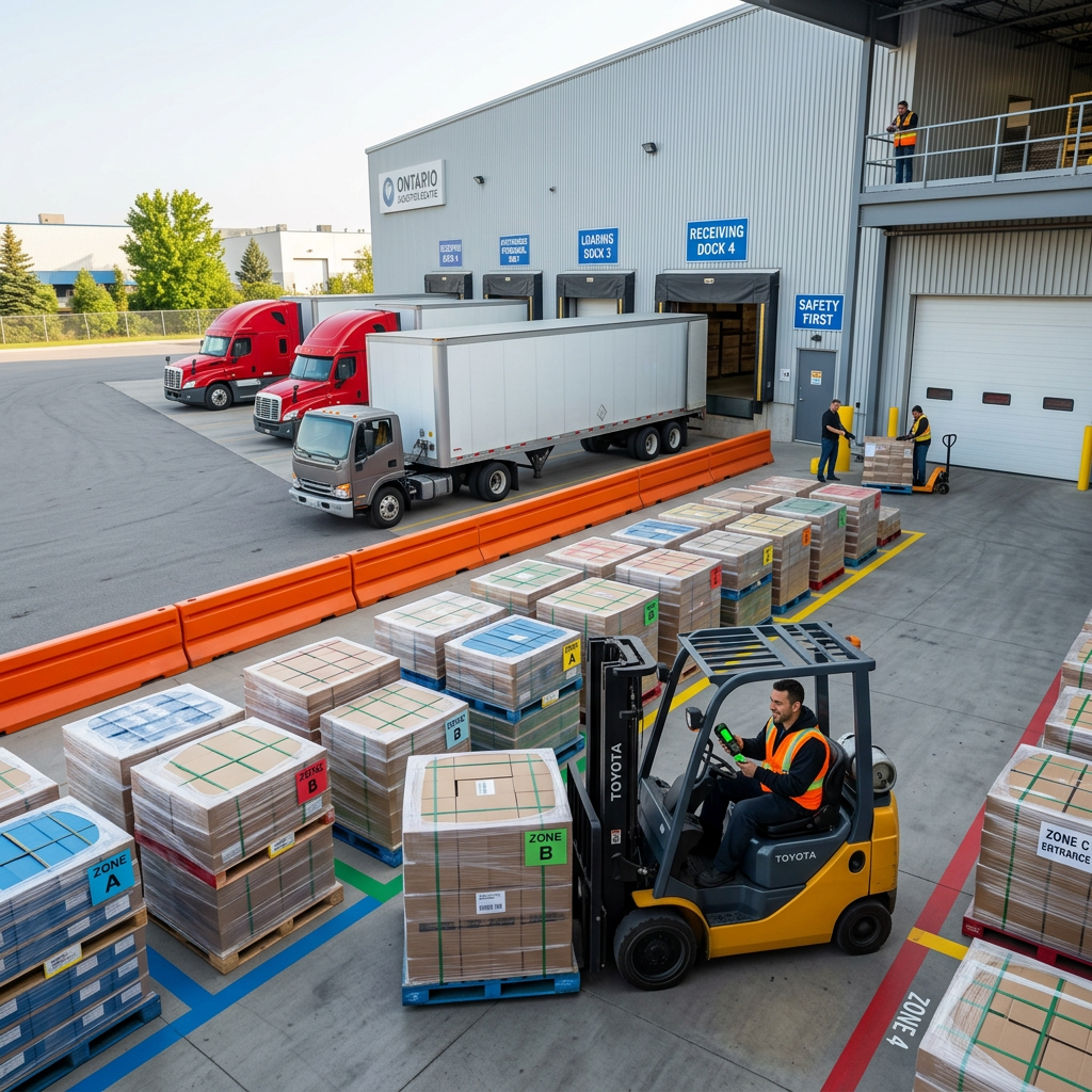 Warehouse dock operation with efficient pallet staging