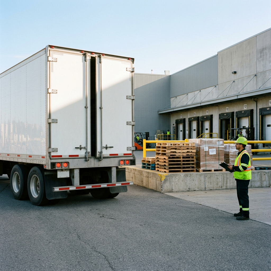 Truck backing into dock for optimized load consolidation