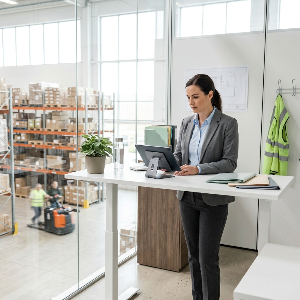 Logistics manager monitoring real-time shipments on tablet dashboard