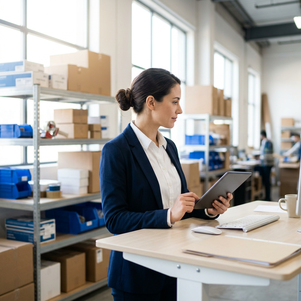 Logistics manager reviewing multi-carrier quotes on tablet