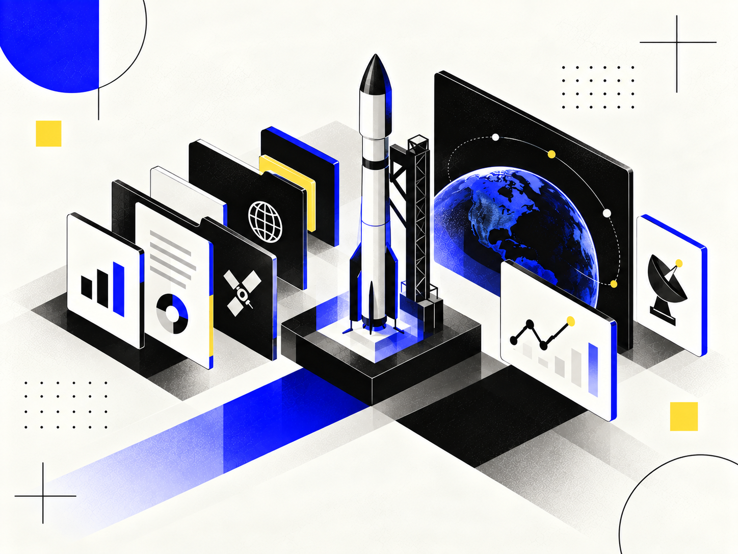 Isometric Space Analytics Launch Scene
