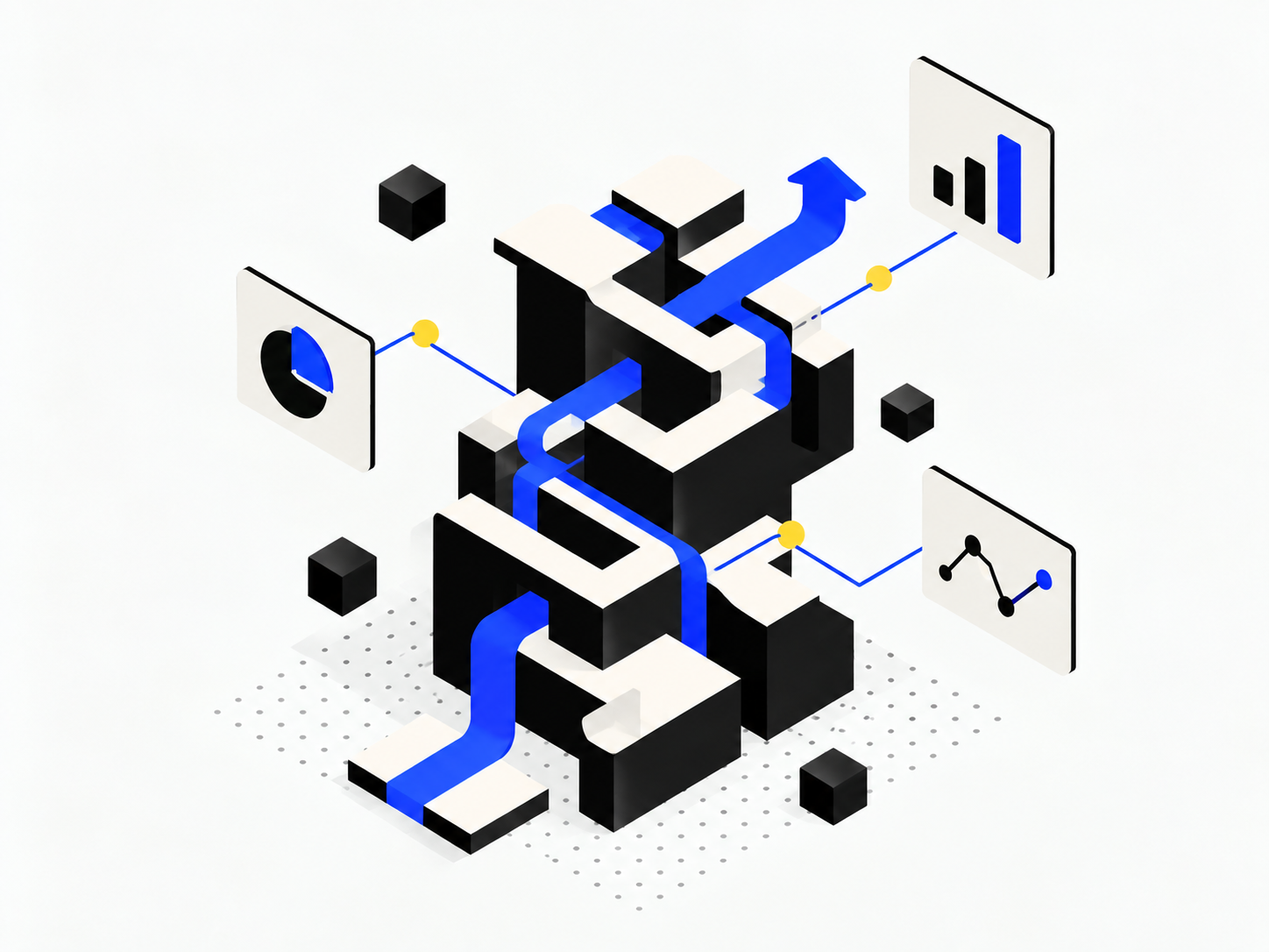 Isometric Blue Data Flow Dashboard