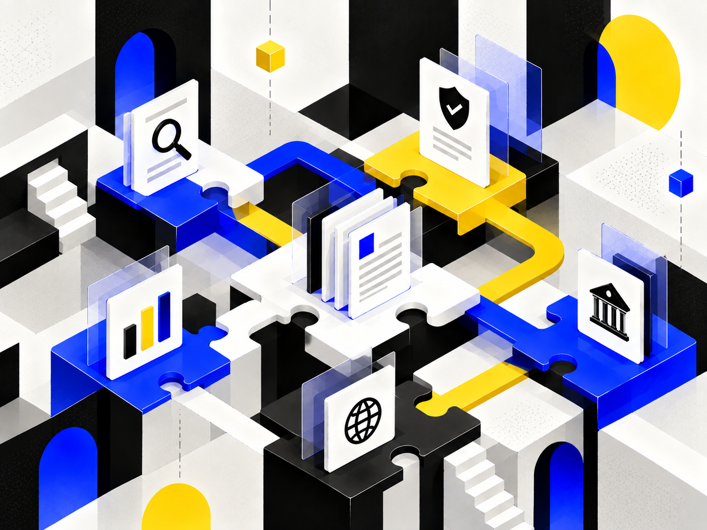 Isometric Puzzle Network Hub