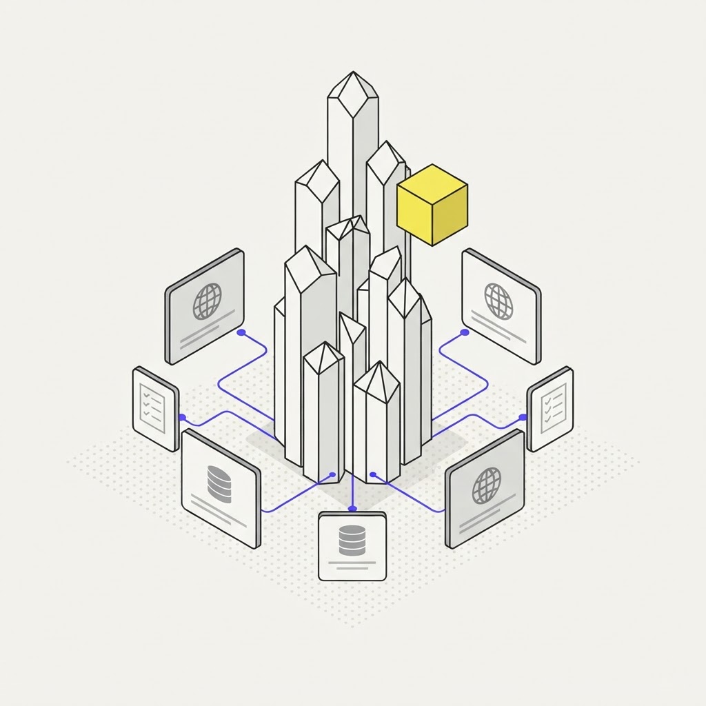 Isometric illustration of memory pillars and research cards.jpg