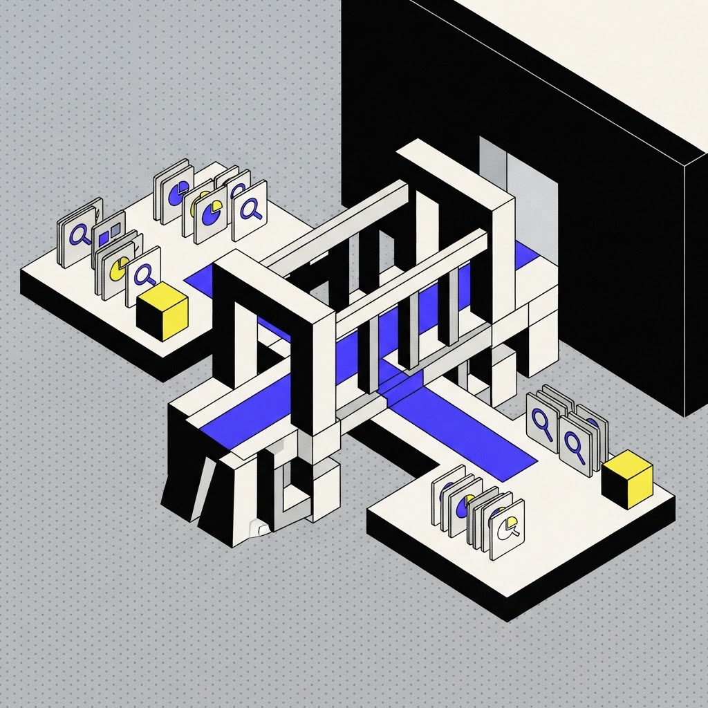 Isometric 3D illustration of a research bridge between two platforms.jpg