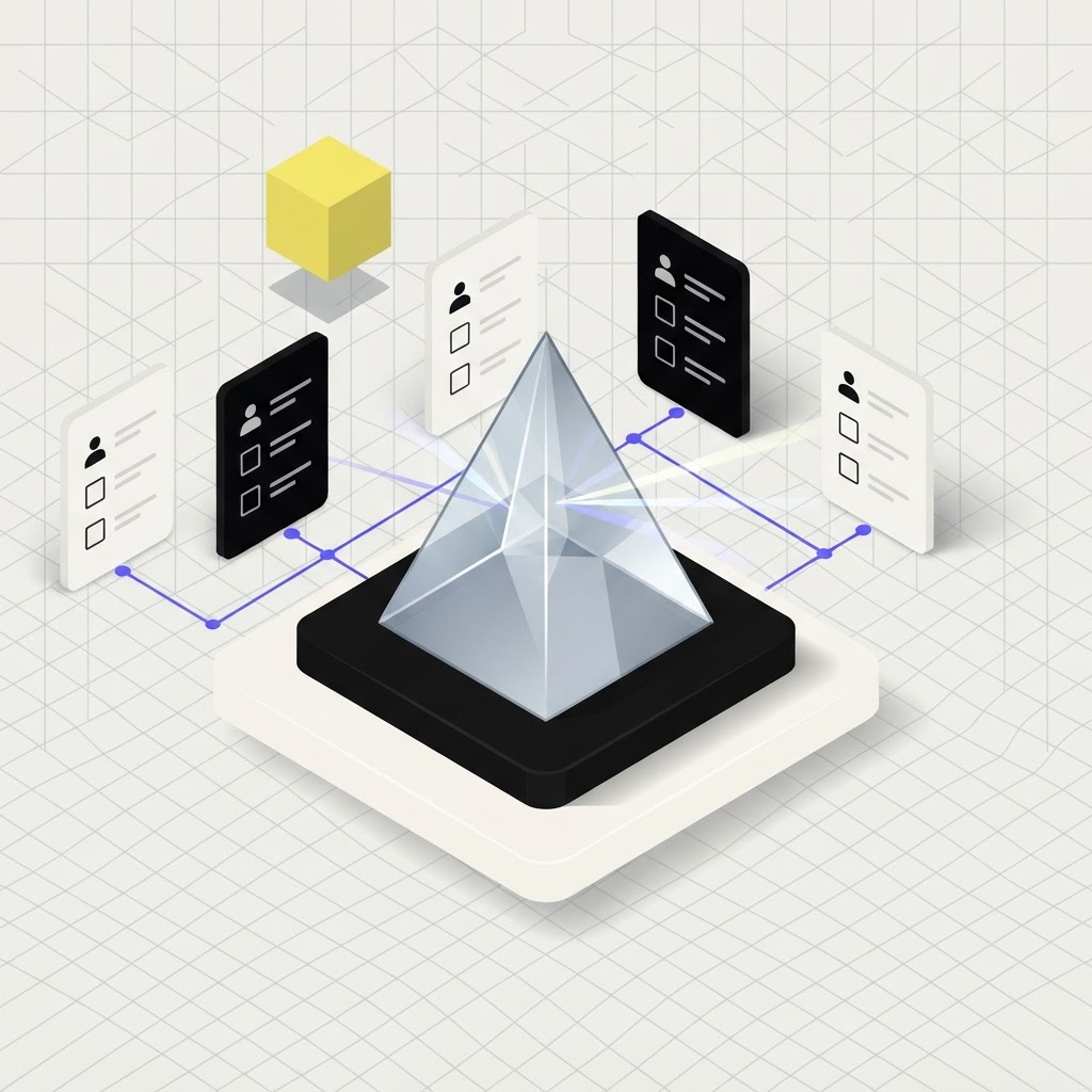 A central prism and network representing clear and defensible research results.jpg
